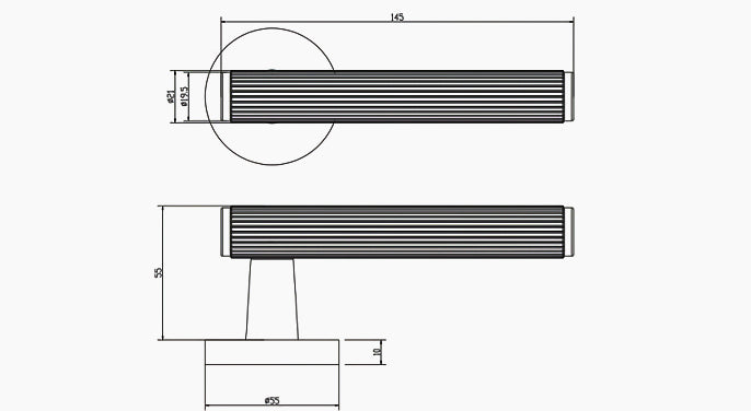 Kasuma Lever Handle Cross Section - Matte Black