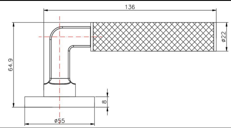 Max Lever Handle Cross Section - Matte Black