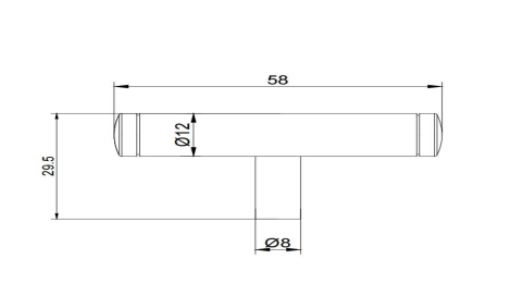 Architectural Hardware Australia | Rumi T-pull Cross Section - Matte Black